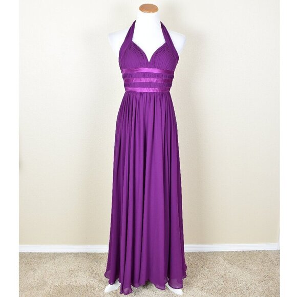 Aidan Mattox Halter Silk Formal Dress 0 - Picture 1 of 9